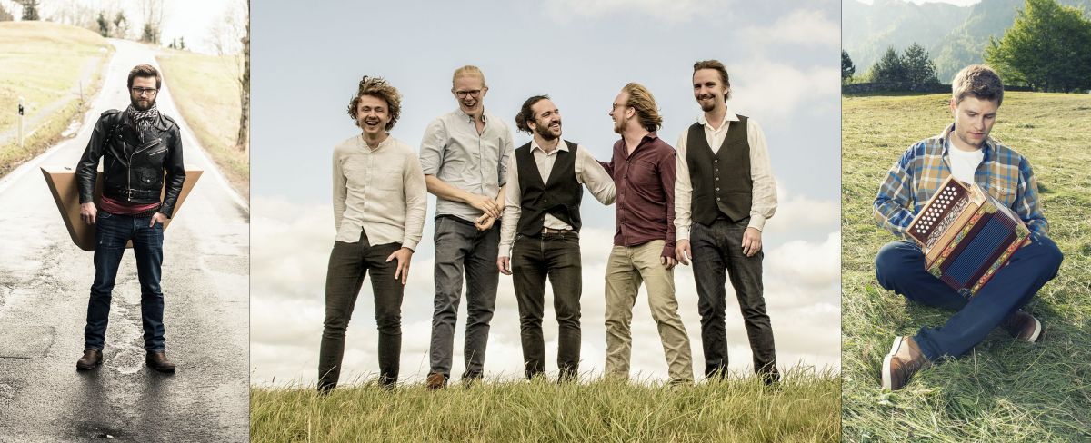 Nordklang Sessions 2018: Christoph Pfändler (CH/Hackbrett), Mads Hansens Kapel (DK/Tanzkapelle) und Adrian Würsch (CH/Schwyzer Örgeli).