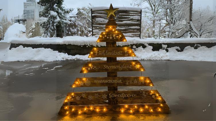 Naturena: Palettentannenbaum mit Lichterkette